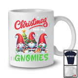 Christmas With My Gnomies; Lovely X-mas Three Gnomes Santa; Snowing Family Group T-Shirt