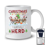 Christmas With My Herd; Fantastic X-mas Tree Snowing Three Santa Cow; Red Plaid Farmer T-Shirt