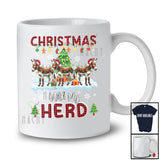 Christmas With My Herd; Fantastic X-mas Tree Snowing Three Santa Donkey; Red Plaid Farmer T-Shirt