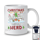 Christmas With My Herd; Fantastic X-mas Tree Snowing Three Santa Horse; Red Plaid Farmer T-Shirt