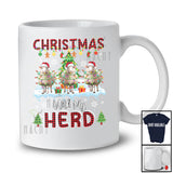 Christmas With My Herd; Fantastic X-mas Tree Snowing Three Santa Sheep; Red Plaid Farmer T-Shirt