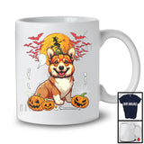 Corgi Pumpkin Face Cosplay, Scary Halloween Costume Corgi Lover, Family Group T-Shirt