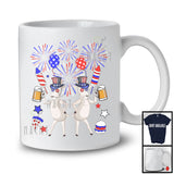 Couple Two Goat Drinking Beer, Humorous 4th Of July Fireworks Farm, Farmer Patriotic T-Shirt