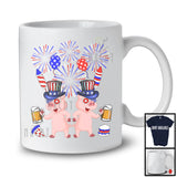 Couple Two Pig Drinking Beer, Humorous 4th Of July Fireworks Farm, Farmer Patriotic T-Shirt