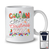 Cousin Christmas 2025; Cheerful X-mas Lights Santa Reindeer Sleigh; Snowing Family T-Shirt