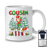 Cousin Crew; Adorable Christmas Tree Moon Elf; Leopard Plaid Matching Elf Family Group T-Shirt