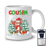 Cousin Crew; Adorable Christmas Tree Moon Reindeer; Snowing Matching Reindeer Family Group T-Shirt