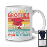 Custom Name Vintage Retro Super Proud Brother Senior Class Of 2024 Graduate, Father's Day Graduation T-Shirt