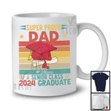 Nom personnalisé Vintage rétro Super fier papa classe senior de diplômé 2024, T-Shirt de remise des diplômes de la fête des pères