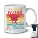 Custom Name Vintage Retro Super Proud Father Senior Class Of 2024 Graduate, Father's Day Graduation T-Shirt