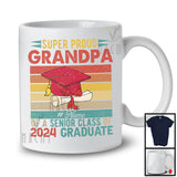 Nom personnalisé Vintage rétro Super fier grand-père classe senior de 2024 diplômé, T-Shirt de remise des diplômes de la fête des pères
