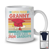 Nom personnalisé Vintage rétro Super fier grand-mère classe senior de diplômé 2024, T-Shirt de remise des diplômes de la fête des mères