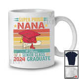 Custom Name Vintage Retro Super Proud Nana Senior Class Of 2024 Graduate, Mother's Day Graduation T-Shirt