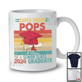 Custom Name Vintage Retro Super Proud Pops Senior Class Of 2024 Graduate, Father's Day Graduation T-Shirt