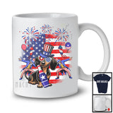 Cute Dachshund Drinking Beer, Joyful 4th Of July American Flag, Matching Patriotic Family T-Shirt