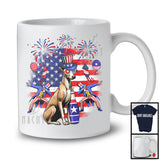 Cute Whippet Drinking Beer, Joyful 4th Of July American Flag, Matching Patriotic Family T-Shirt