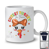 Cutest Turkey In Town; Lovely Thanksgiving Autumn Leaves Turkey Face; Girls Women Family T-Shirt