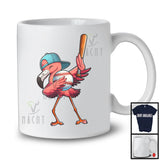 Dabbing Flamingo Playing Baseball, Adorable Flamingo Lover, Sport Playing Player Trainer Team T-Shirt