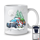 Dabbing Gnome On Police Car; Joyful Christmas Moon Snowing Gnome; Police Car Driver Lover T-Shirt
