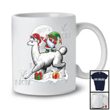 Dabbing Gnome Riding Llama; Humorous Christmas Snow Around Farm Animal; X-mas Farmer T-Shirt