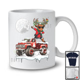 Dabbing Reindeer On Pickup Truck; Joyful Christmas Moon Snowing Reindeer; Pickup Truck Driver T-Shirt