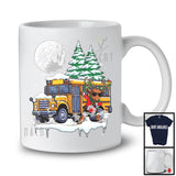 Dabbing Reindeer On School Bus; Joyful Christmas Moon Snowing Reindeer; School Bus Driver T-Shirt