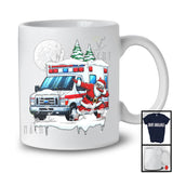 Dabbing Santa On Ambulance; Joyful Christmas Moon Snowing Santa; Ambulance Driver Lover T-Shirt
