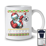 Dabbing Santa Playing Soccer Under Snow, Joyful Christmas Sweater Soccer Player Group T-Shirt