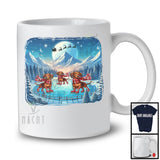 Dachshund Skating; Adorable Christmas Snowing Santa Sleigh Skating Group; X-mas Animal Lover T-Shirt