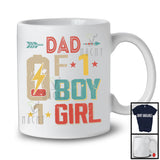Dad Of 1 Boy 1 Girl, Humorous Father's Day Low Battery, Vintage Matching Family Group T-Shirt
