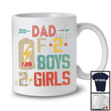 Dad Of 2 Boys 2 Girls, Humorous Father's Day Low Battery, Vintage Matching Family Group T-Shirt