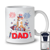 Dad, Adorable Father's Day 4th Of July Corgi With Fireworks, American Flag Family Patriotic T-Shirt