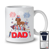 Dad, Adorable Father's Day 4th Of July Dachshund With Fireworks, American Flag Family Patriotic T-Shirt
