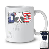 Dad, Wonderful 4th Of July Father's Day American Flag Cat Owner, Patriotic Family Group T-Shirt