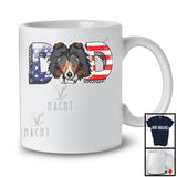 Dad, Wonderful 4th Of July Father's Day American Flag Shetland Sheepdog Owner, Patriotic T-Shirt