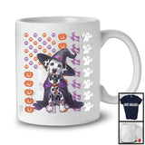 Dalmatian Witch On American Flag, Adorable Halloween Pumpkin Paws, Patriotic Group T-Shirt