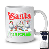 Dear Santa I Can Explain; Amazing Christmas Three Chickens Farm Animal; X-mas Snowing Farmer T-Shirt
