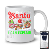 Dear Santa I Can Explain; Joyful Christmas Three Donut; X-mas Group Food Lover Snowing T-Shirt
