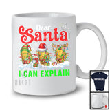 Dear Santa I Can Explain; Joyful Christmas Three Taco; X-mas Group Food Lover Snowing T-Shirt