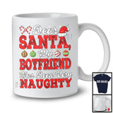 Dear Santa My Boyfriend Has Been Very Naughty; Cheerful Christmas Santa Snowing; Couple Family T-Shirt