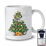 Devon Rex Cat Christmas Tree Cosplay; Merry X-mas Devon Rex Cat Owner; Snowing Family Group T-Shirt