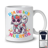 Dia De Los Muertos; Adorable Flowers Sugar Skull Cat Animal Lover; Mexican Family Group T-Shirt