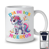 Dia De Los Muertos; Adorable Flowers Sugar Skull Unicorn Animal Lover; Mexican Family Group T-Shirt