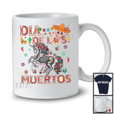 Dia De Los Muertos; Adorable Unicorn Flowers Sugar Skull Skeleton; Floral Mexican Family Group T-Shirt