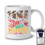 Dia De Los Muertos; Joyful Four Mexican Guitarist Skeletons; Dancing Playing Cello Music Lover T-Shirt