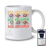 Dog Groomer; Floral Dia De Los Muertos Sugar Skulls Flowers; Jobs Careers Mexican Family T-Shirt