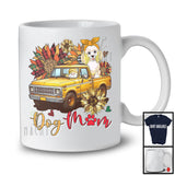 Dog Mom, Happy Mother's Day Gnome Poodle On Pickup Truck, Leopard Plaid Sunflowers T-Shirt