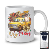 Dog Mom, Happy Mother's Day Gnome Pug On Pickup Truck, Leopard Plaid Sunflowers T-Shirt