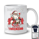 Don't Judge I'm Santa In Training; Sarcastic Christmas Firefighter Santa; Snowing X-mas Family T-Shirt