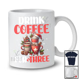 Drink Coffee For Three; Adorable Christmas Santa Coffee Pregnancy Announcement; X-mas Family T-Shirt